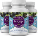 Perfektní doplňky - Perfect ResGrape Resveratrol - 60 Kapsle - Trans- Resveratrol & Organic Muscadine Garzes - 3 Pack
