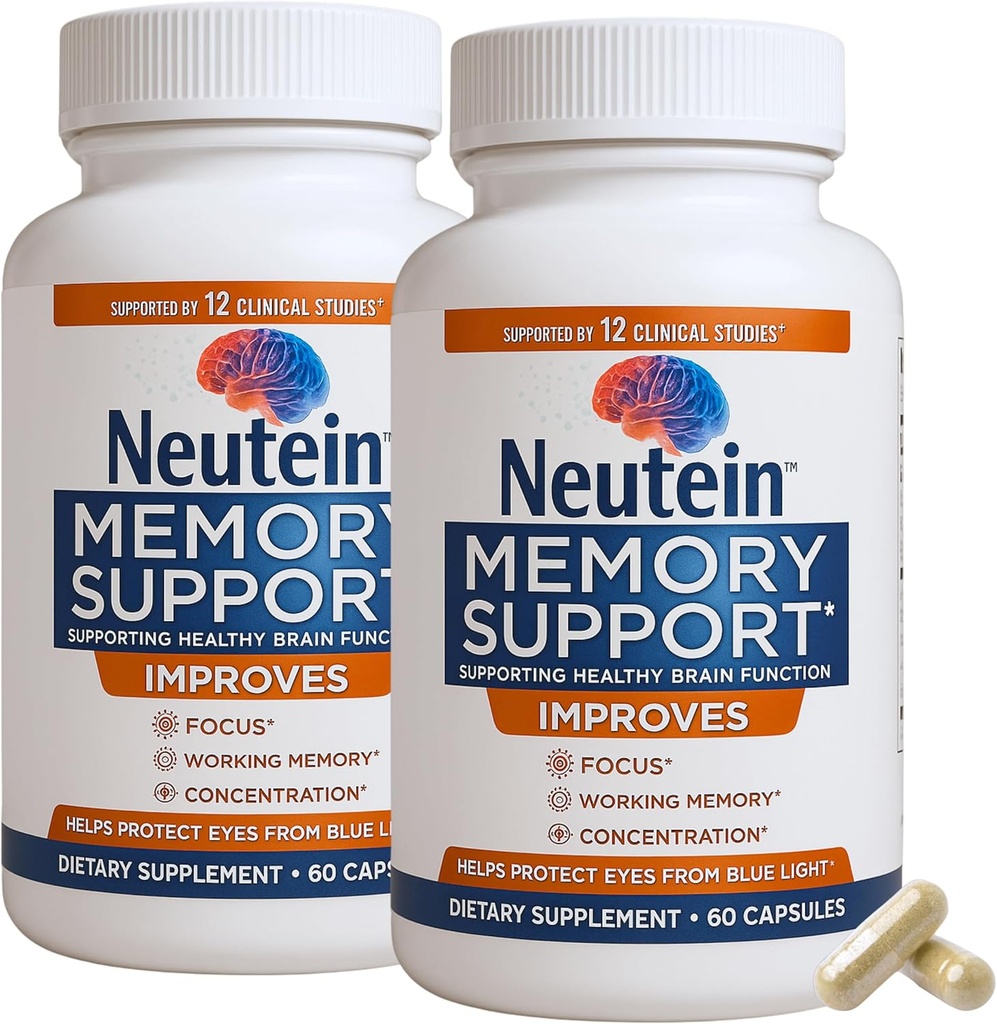 Natural Brain Booster for Memory, & Brain Health - Extra Strength Plant- Based Cognitive Supplementary for Dospělí a senioři, Made in USA (2 Pack, 120 Kapsle)
