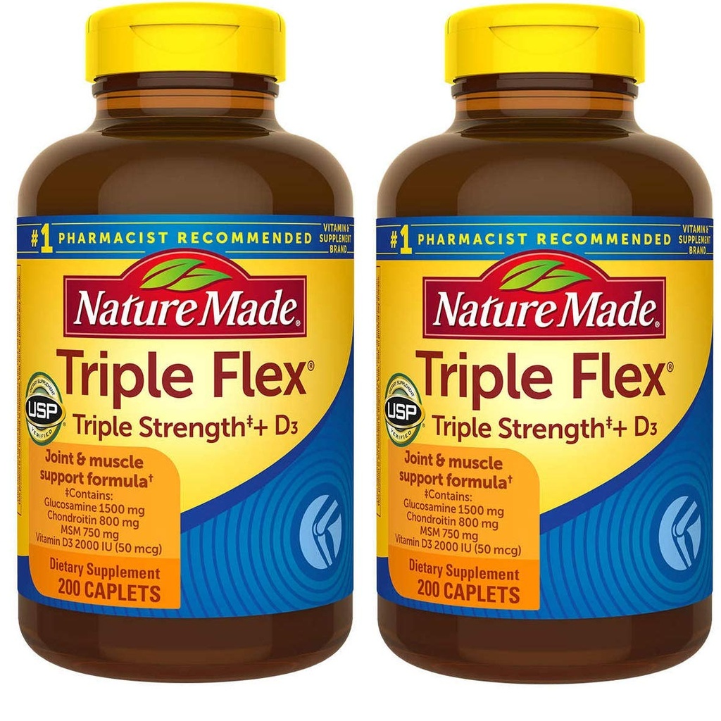 Nature Made TripleFlex, Glucosamine Chondroitin a MSM - 2 Lahve, 200 Caplet Každý, 400 Caplet Celkem