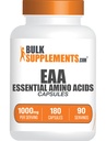 BulkSupplements.com Essential Amino Acids Capsules (EAA) - Amino Acids Supplementary - EAA Amino Acids - EAA Capsules - 1000 mg Serving - 90 Day Supply (180 Gelatin Kapsle)