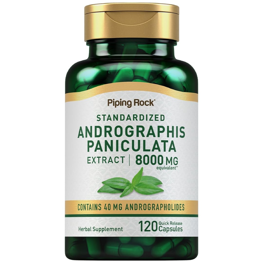 Piping Rock Andrographis Paniculata Extract 124; 8000 mg Tobolky 124; 120 Tobolky 124; Standardizované Herbal dodatek 124; Non- GMO, gluten zdarma