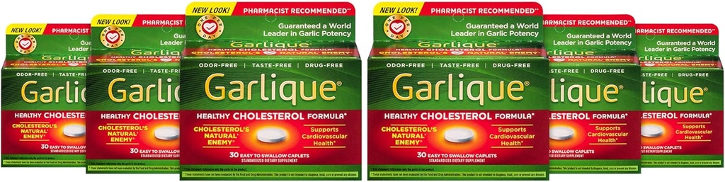 Garlique Zdravý Cholesterol Formule s 5000 mcg Allicin, 60 Enteric Coated Caplet (Balení po 6)