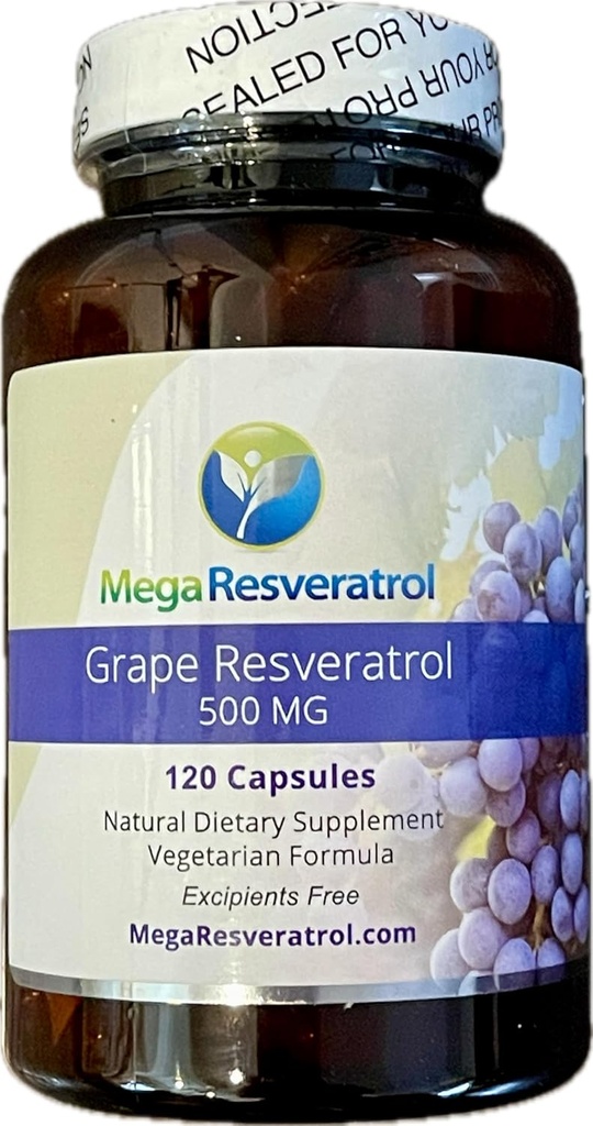 Mega Resveratrol Red Grape Skin, Piceid Resveratrol, Water- Soluble / High Absorption / Boosts Nitric Oxide. 500 mg na tobolku. Čistota ověřena. NO Toxické "neaktivní" ingredience. Keto, Vegan, Non-GMO.