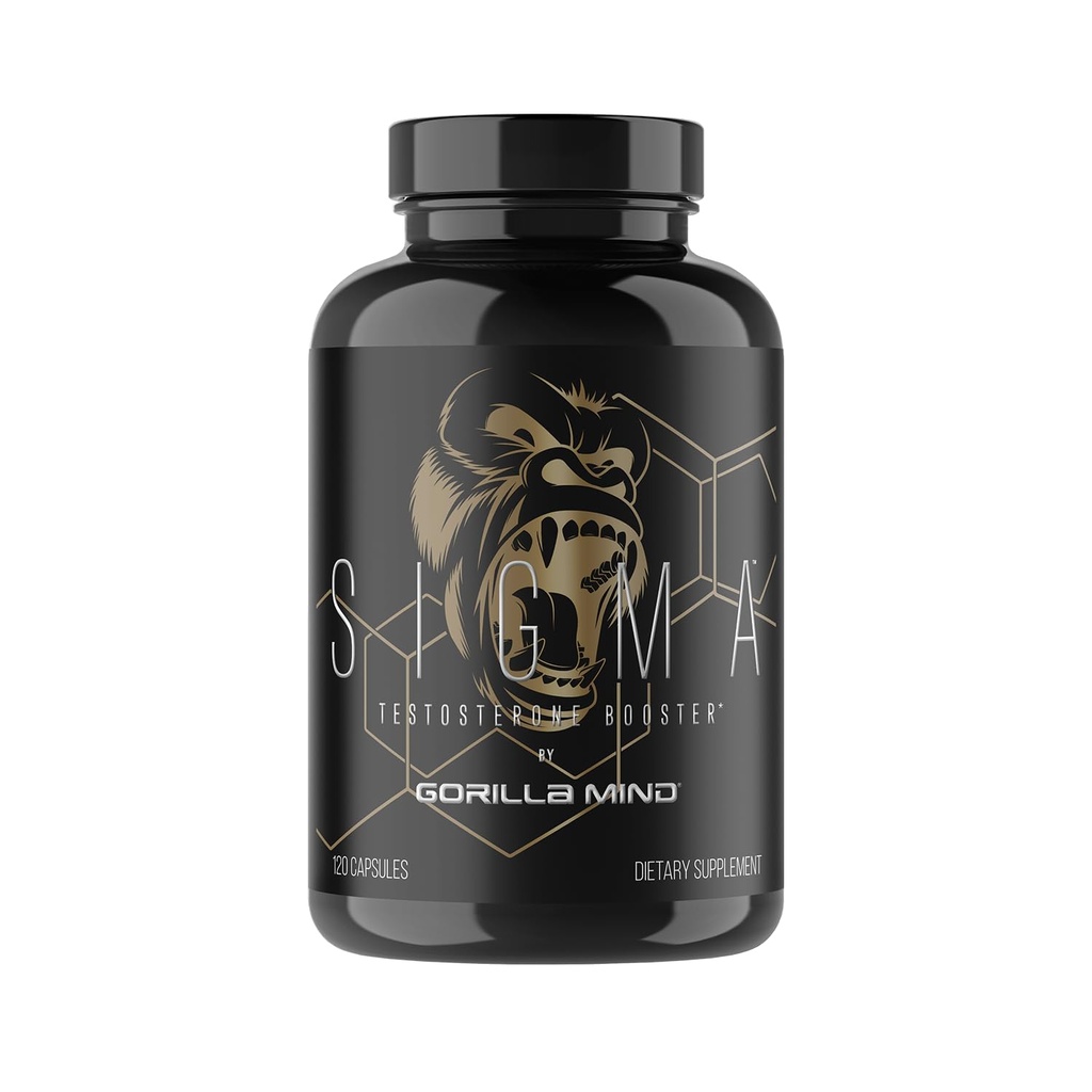 Gorilla Mind Sigma Testosteron Booster - Vyrobeno s Tongkat Ali a Fadogia Agrestis Extract na podporu vyšší testosteronu úrovně (120 Kapsle)