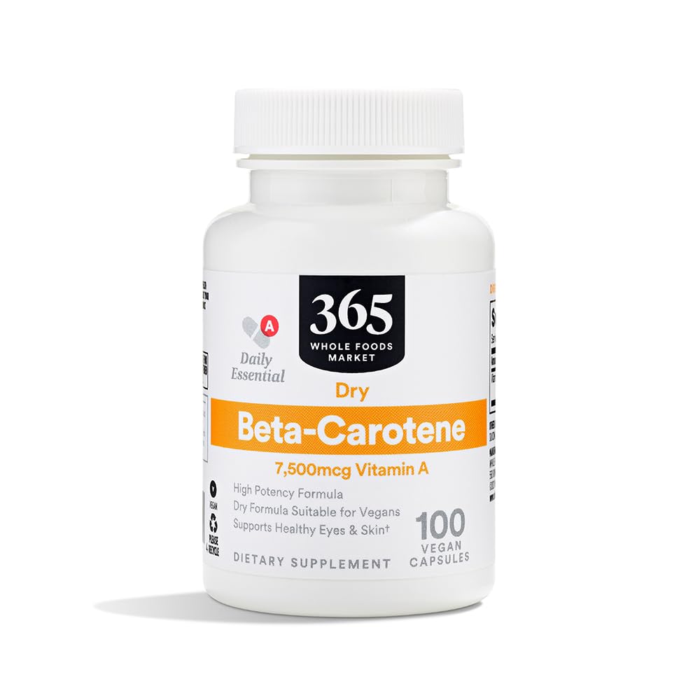 365 by Whole Foods Market, High- Potency Beta-Caroten, 7500mcg Vitamin A, 100 Vegan Kapsle
