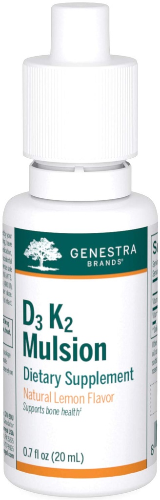 Genestra Brands D3 K2 Mulsion - Liquid Vitamíny pro zdraví kostí - Natural Lemon - 122 Servings