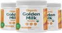 Organic Golden Milk Powder with Vitamins D3 & K2, Turmeric, Ginger, Curcumin, Skořice, KSM66 Ashwagandha, Holy Basil & Natural Prebiotics- Delicious Neslazené Turmeric Tea Latte - 3 Pack