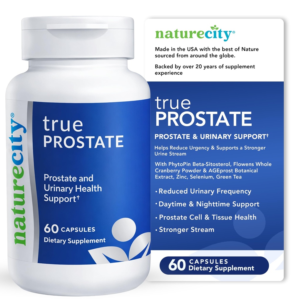 NatureCity True- Prostate Močové Tract & Prostate Support Supplement for Men 's Health Cranberry Extract & Super Beta Prostate Sitosterol Complex 60 Kapsle - Prostate Health for Men