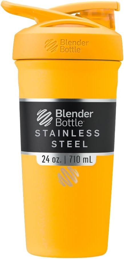 BlenderBottle Sport Insulated Stainless Steel Shaker Bottle with Wire Whisk, 24-Ounce, Mango - Protein Shake & Hydration for Sportetes & Fitness Enthusiasts, Easy Mixing, Keeps Drinks Cold, Lockable Lid