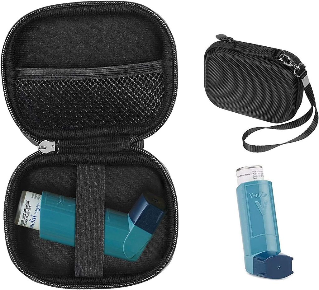 CaseSack Asthma Inhaler Holder případ, Kompaktní a Sturdy případ pro Handy Inhaler pro dospělé a děti, s Pokoje pro pilulky a jiné Essentials (Black)