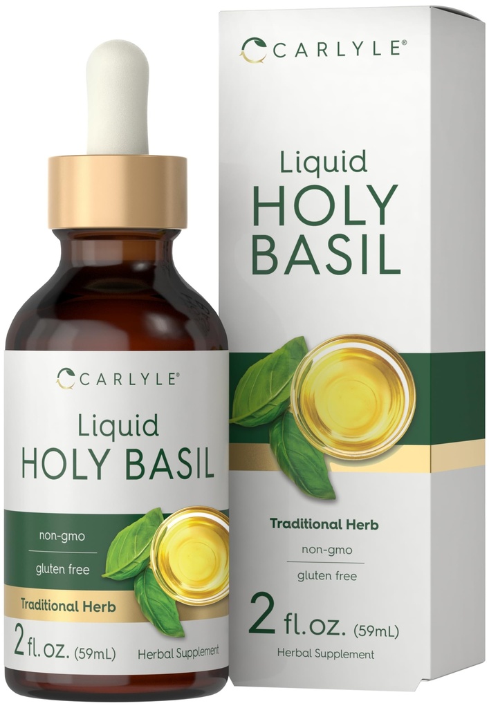 Carlyle Holy Basil tinktura curren124; 2 Fl Oz curren124; Liquid Extract Appendix curren124; Tulsi Leaf curren124; Vegetarian Drops curren124; Non-GMO, gluten zdarma