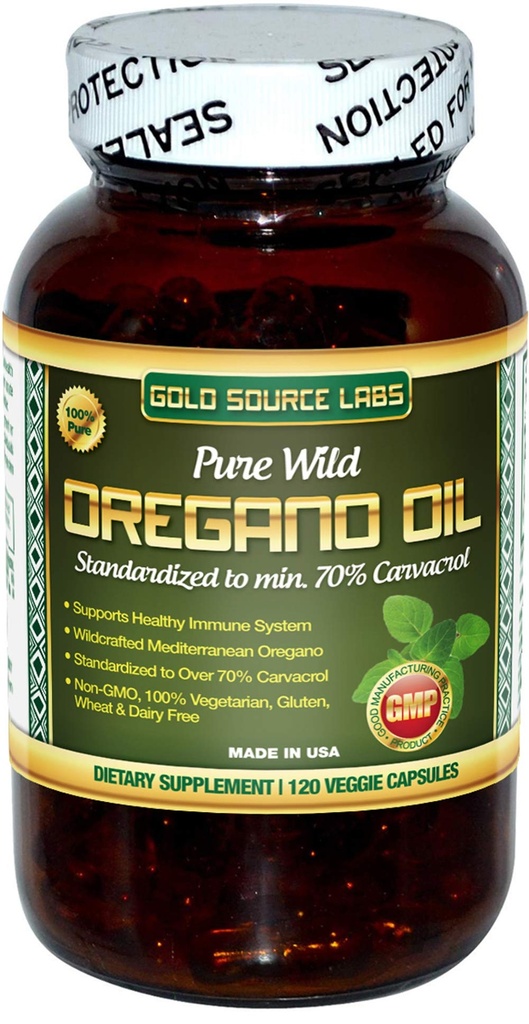 Wild Oregano Oil Kapsle - 120 Tekuté Veggie Softgels - Čistý Standardizovaný Wild Oregano Leaf Extract nabízí 70% carvacol (32 mg) pro imunitní systém zdraví - non GMO, Vegan, gluten zdarma