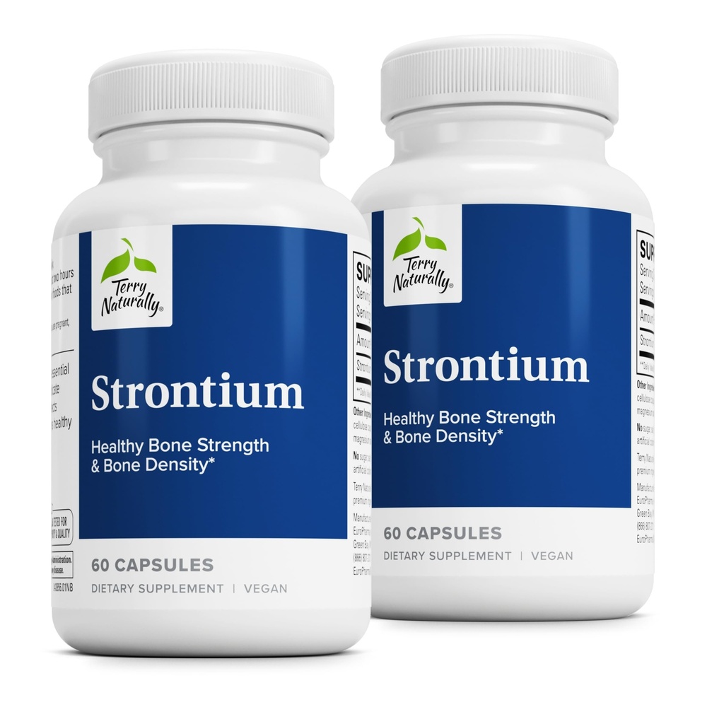 Terry Přirozeně Strontium - dodatek pro podporu zdraví a pevnosti kostí - dodatek k veganským kapslím - se stronciem Citrát pro vyšší absorpci - 60 kapslí (Balení po 2)
