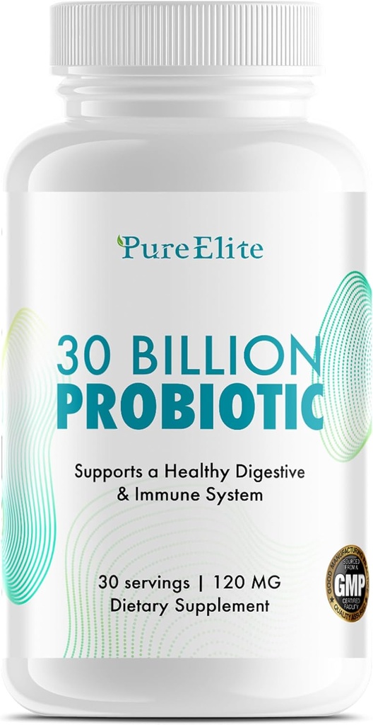 Gut Probiotic 30 miliard CFU s DE111 ® & 10 proužky - High potency Probiotický dodatek pro stravitelné zdraví, Podpora imunitního systému, Enhanced Nutrient Absorpce - Non- GMO, 30 Vegetariánské kapsle