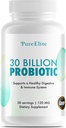 Gut Probiotic 30 miliard CFU s DE111 ® & 10 proužky - High potency Probiotický dodatek pro stravitelné zdraví, Podpora imunitního systému, Enhanced Nutrient Absorpce - Non- GMO, 30 Vegetariánské kapsle