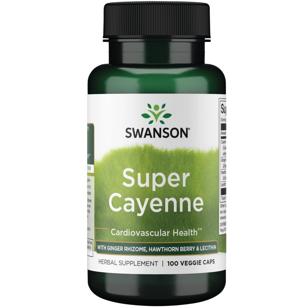 Swanson Super Cayenne - s Ginger Rhizome, Hawthorn Berry & Lecithin 100 Veg Caps