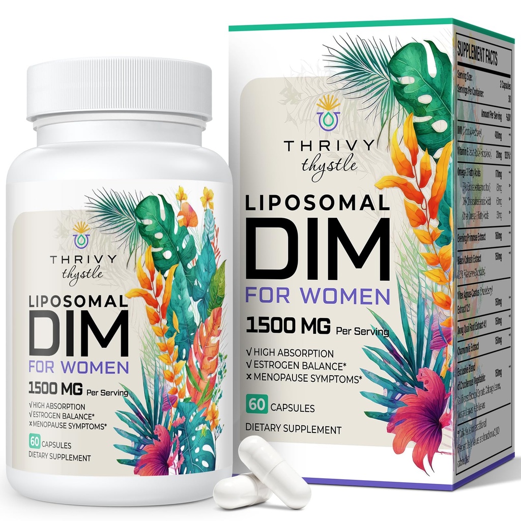 Lipozomální DIM dodatek - 1500 mg ženské DIM doplněk - Estrogen doplňky Obsahuje vitamín E, Večerní Primrose, Black Cohosh, Omega-3 mastné kyseliny