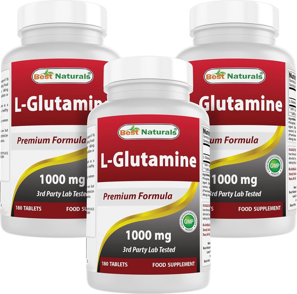 Nejlepší Naturals L- glutamin 1000 mg 180 tablet (180 Počet balení po 3)