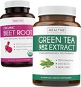 Beet Root & Green Tea Extract (1- Month Supply) Detox Power Duo - Organic Beet Root with Black Pepper for Absorption 1250mg (60 tablet) & Green Tea Extract 98% with EGCG 1000mg per serve (60 čepiček)
