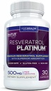 Resveratrol Platinum Antioxidanty Dodatek: Výkonný anti Aging Formule s čistou, přírodní Trans Resveratrol pro imunitní podporu, vitalitu a zdraví mozku, 30 Gluten zdarma Veggie Kapsle
