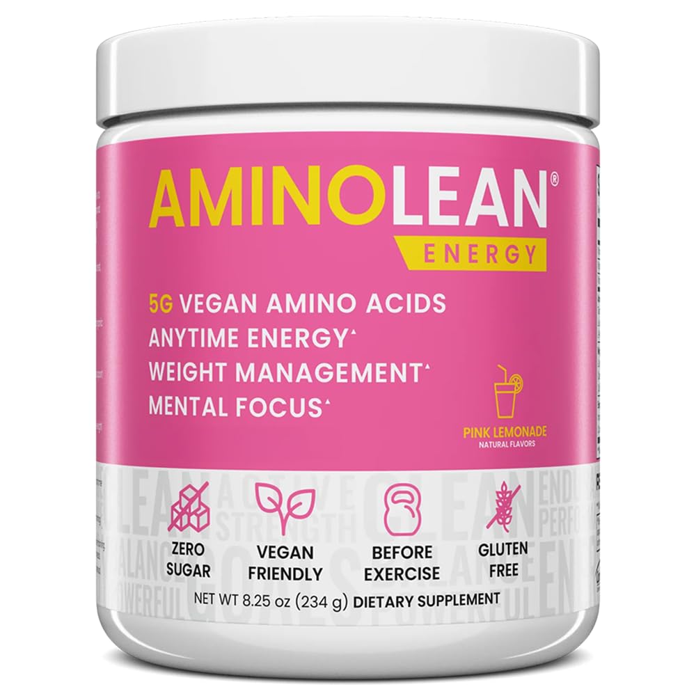 RSP NATRION AminoLean Pre Workout Powder, Amino Energy & Weight Management with Vegan BCAA Amino Acids, Natural Caffeine, Preworking Boost pro muže a ženy, 30 Serv, Pink Lemonade...