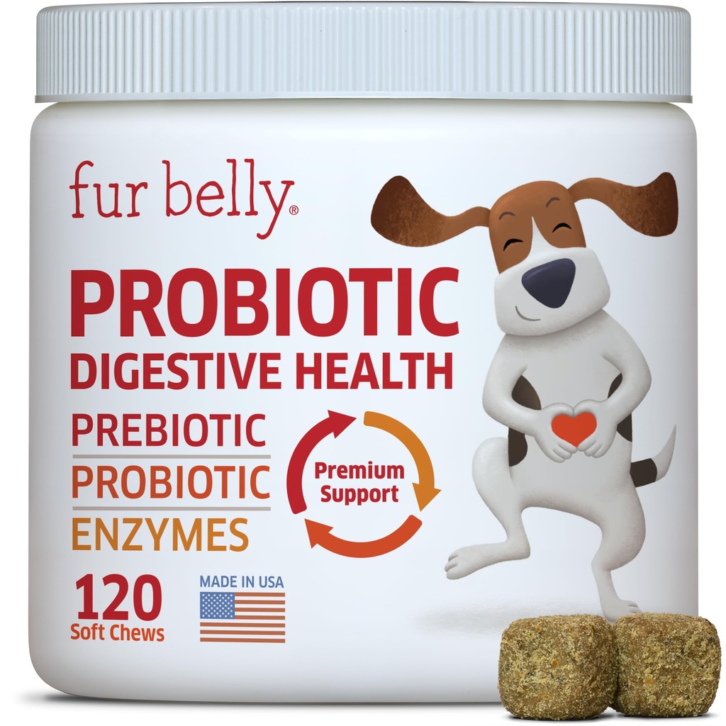 Probiotika pro psy - Hot Spot Remedy pro psy + Prebiotic - Psí alergie Chews - Zlepšit stravovací & Upset Tummy, Relieve Gas & Diarhea, Psí Probiotika a trávicí enzymy, 120 Psí Probiotické Chews