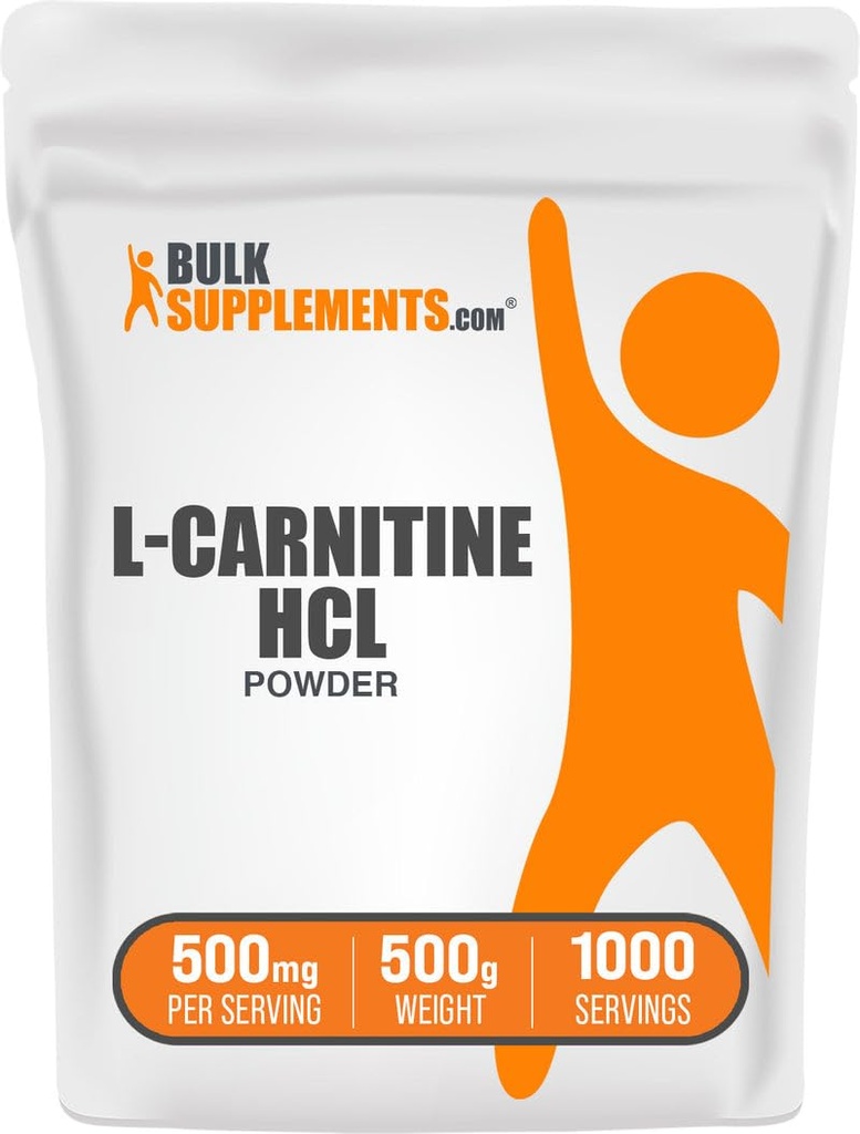 Bulkippendiments.com L- karnitin HCl prášek - Carnitin dodatek, karnitin prášek, L- karnitin 500 mg - bezochucené & gluten zdarma, 500 mg na servírování, 500g (1,1 kg) (balení po 1)
