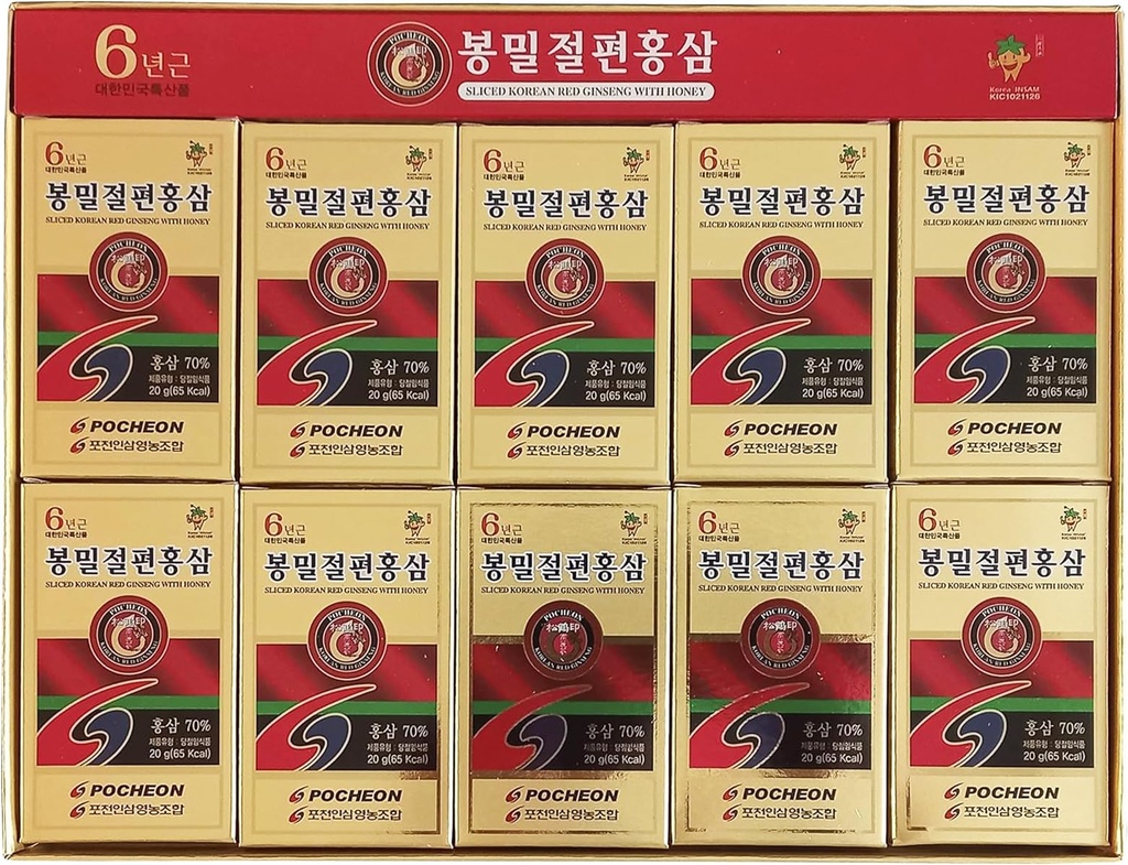 Pocheon 200g (10ea X 20g) 6years Libed Korean Panax Red Ginseng Roots with Honey, Saponin, Přírodní imunitní podpora