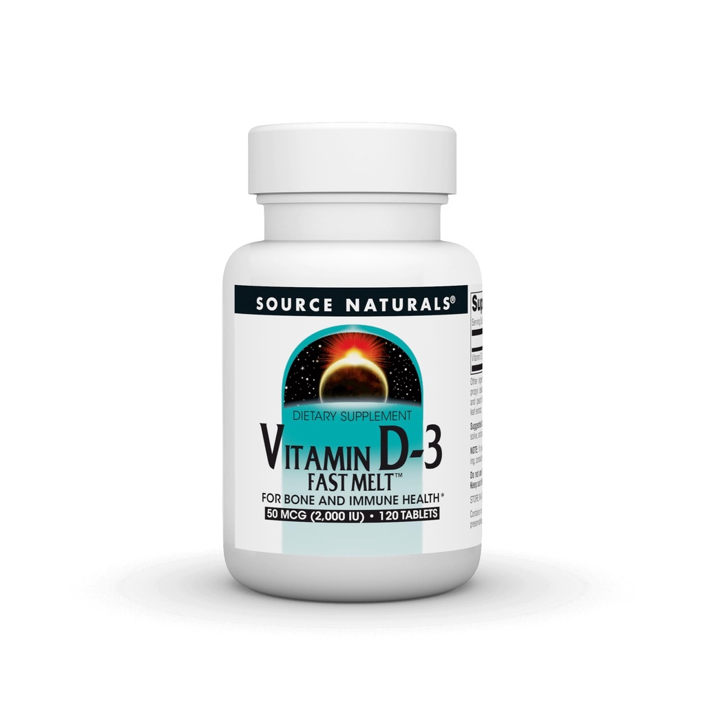 Zdroj Naturals Vitamin D-3 Fast Melt, Podporuje kostní a imunitní zdraví * - Black Cherry Peach Flavor - 120 Fast Melt Tablety