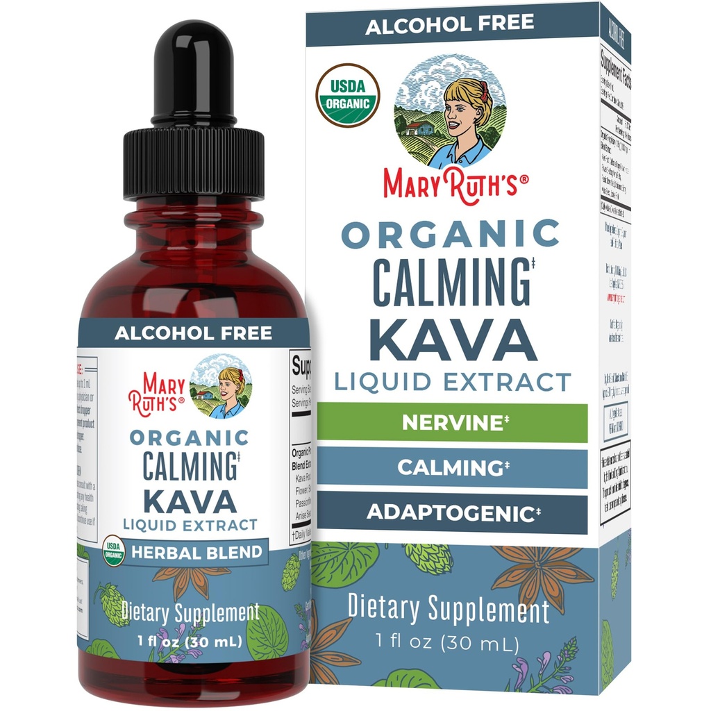 MaryRuth Organics, Bylinný dodatek Drop, Calmness & Relaxation, Pack of 1, USDA Kava Root, Cukr / gluten zdarma, Podpora spánku, klid a stres Relief, Vegan, Non- GMO, 30 Služeb