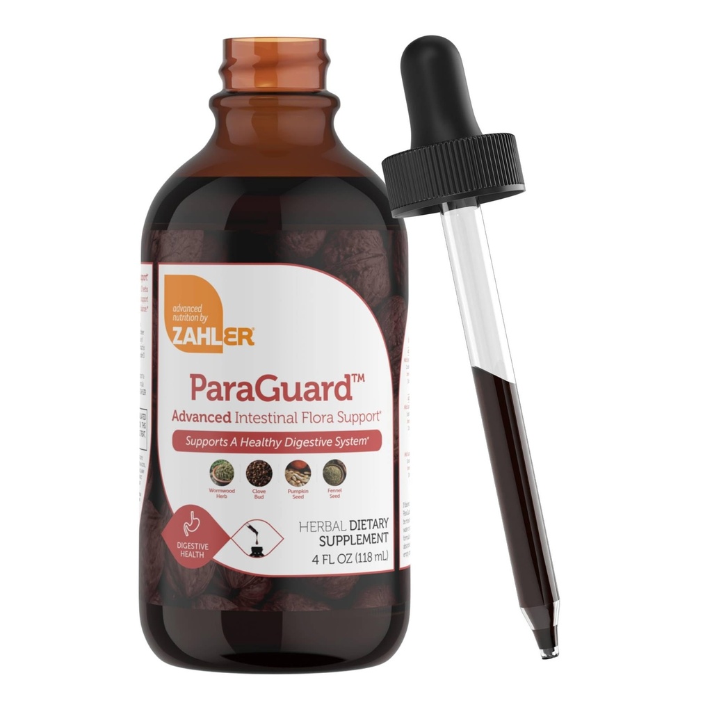 Zahler - ParaGuard Liquid Drops - Gut Health Supplement - Formule má Wormwood, Česnek Bulb, dýňová semena, hřebíček a další - Přírodní podpora pro lidi - Certified Kosher (4 Oz) (4 oz., Drop)