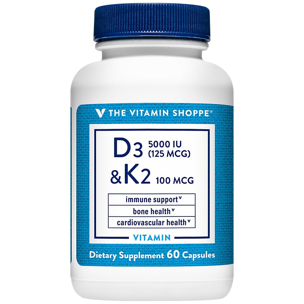 Vitamin D3 & K2 - Imunitní podpora a zdraví kostí - 5 000 IU (60 tobolek)