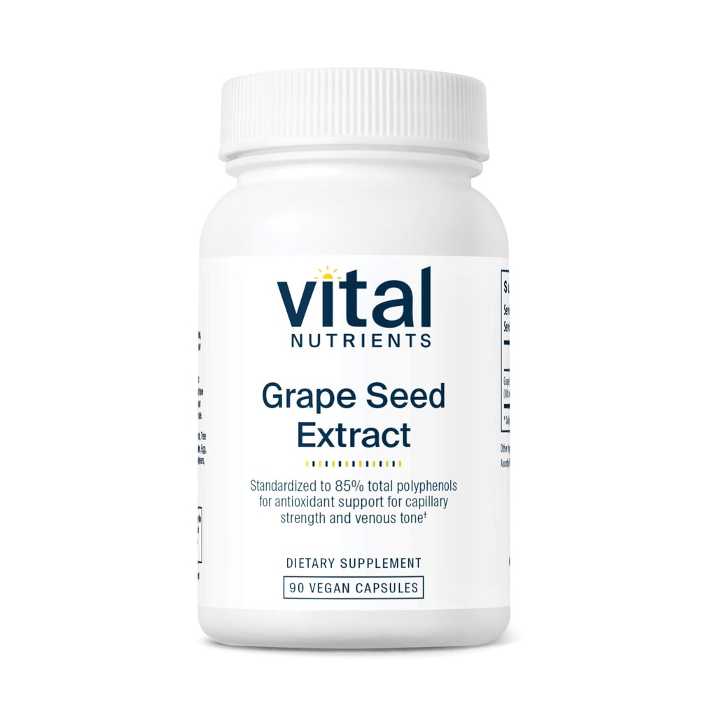 Vital Nutrients Grape Seed Extract 100mg CLAS124; Potenciální antioxidant a podpora pro cirkulaci, kapilární, a Vein zdraví CLAS124; Gluten, mlékárna, Soy Free CLAS124; Non- GMO CLAS124; 90 Kapsle