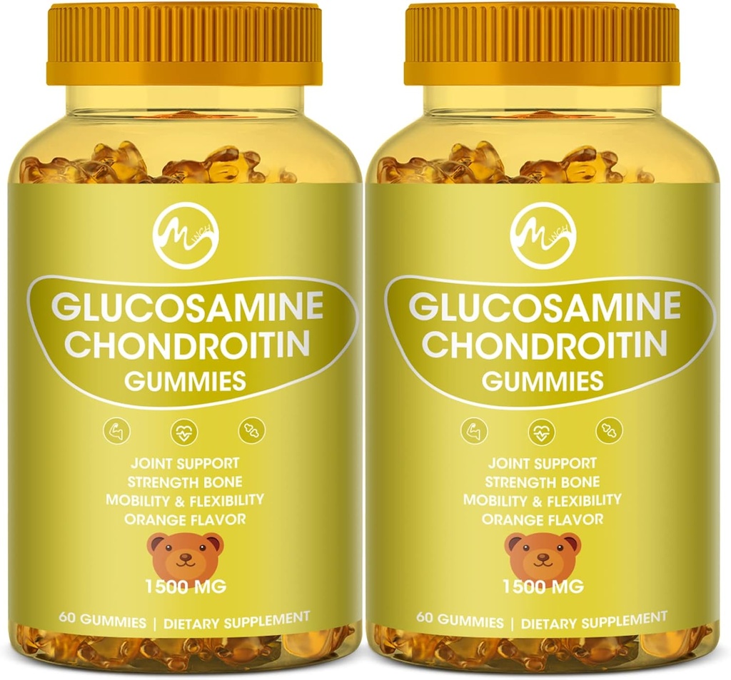 Glucosamine Chondroitin Gummies s MSM - 1500mg Extra síla pro společnou podporu, imunitní podpora - pro dospělé, muže a ženy, 60 Počet, Balení 2