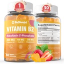Vitamin B2 Gummies PHAR124; Riboflavin 400mg s hořčíkem a CoQ10 pro migrénu úlevu a bolest hlavy Relief PHAR124; bez cukru, Vegan, Jahodová příchuť, 60 Počet