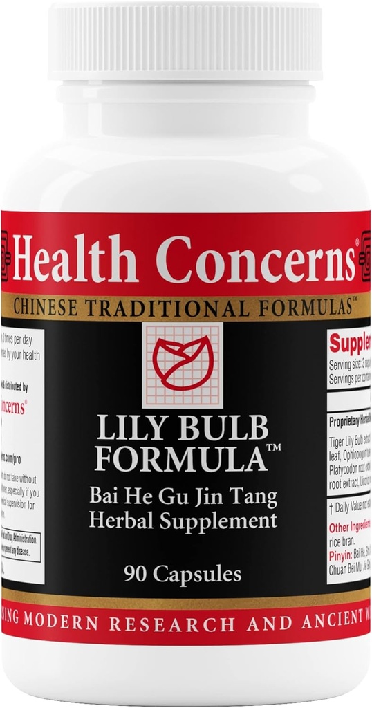 Zdravotní problémy Lily Bulb Formule - Suchý kašel, hrdlo, nos & lung Support - Čínská Bylinná Formule - Lékořice, Rehmannia, Astragalus, Fritillary - Respirační úleva Dodatek - 90 Kapsle