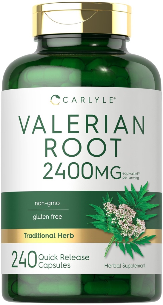 Carlyle Valerian Root Capsules 2400mg CLAS124; 240 Count CLAS124; Herb Extract Appendix CLAS124; Non- GMO, gluten zdarma