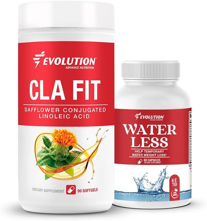 Evoluce Advance Sport Nutrition CLA Fit - Dolní světlice konjugovaná Linoleová kyselina Dodatek, Podpora Lean Muscle Mass, Podpora energie (90 Softgels) + voda méně - Snížení zadržování vody (60 Kapsle)