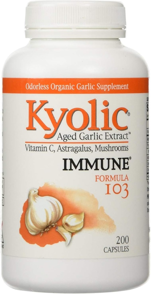 Kyolický - Formule 103 Zelený česnek Extrakt s vitaminem C, Astragalus, Houby - 200 Kapsle, 2 balení