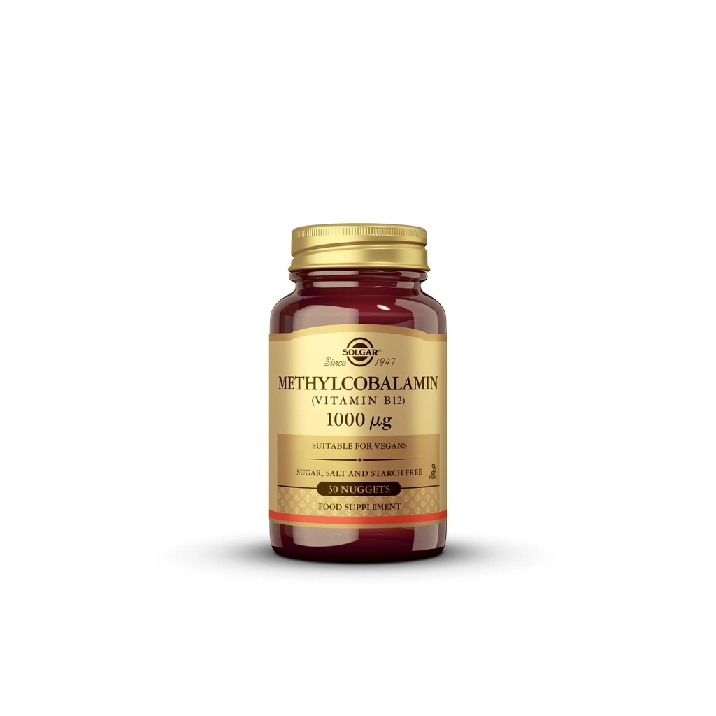 Solgar Methylkobalamin (vitamin B12) 1000 mcg, 30 Nuggets - Podporuje energetický metabolismus - Body- Ready, Aktivní forma B12 - Vitamin B - Non GMO, Vegan, gluten, mléčné výrobky zdarma, Kosher - 30 Služeb