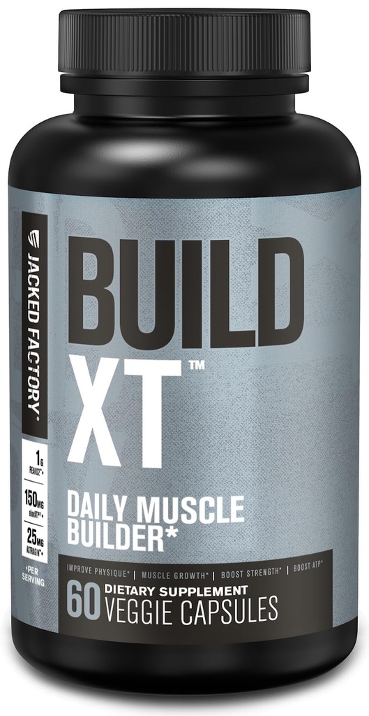 Jacked Factory Build- XT Daily Muscle Builder & Performance Enhancer - Svalové Building Dodatek pro svalovou sílu a růst 124; Obchodní složky Peak02, ElevaTP, & Astragin - 60 Veggie pilulky
