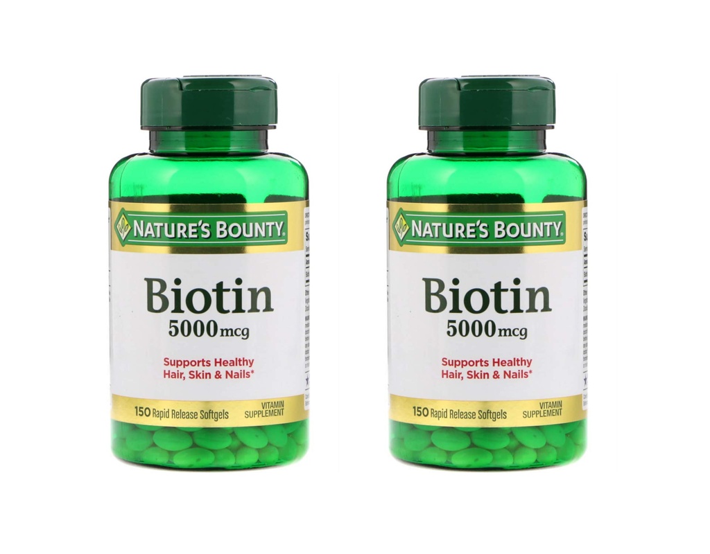 Sada 2 přírodních Bounty ® Biotin 5000 mcg, 150 Softgels
