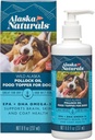 Udržitelný Aljašský rybí olej pro psy Kůže a kabát - EPA + DHA Omega 3 Olej - Tučné kyseliny Dog doplňky - Podpora kožešiny a zdraví mozku - Přírodní tekuté potraviny Topper pro domácí zvířata - 8 oz. Čerpadlo