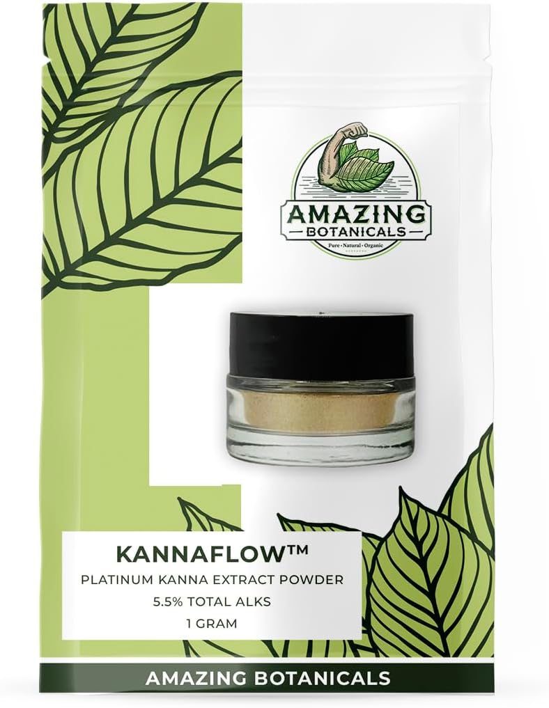 Kanna Extract Powder, Premium Lab Rafinovaný Sceletium Tortuosum Extract 124; 5,5% Aktivní alkaloidy, 80% Mesarbine - 25mg výtažek bohatý na alkaloid - Zahrnuje dávkování Spoon - (1 Gram) 40 porcí