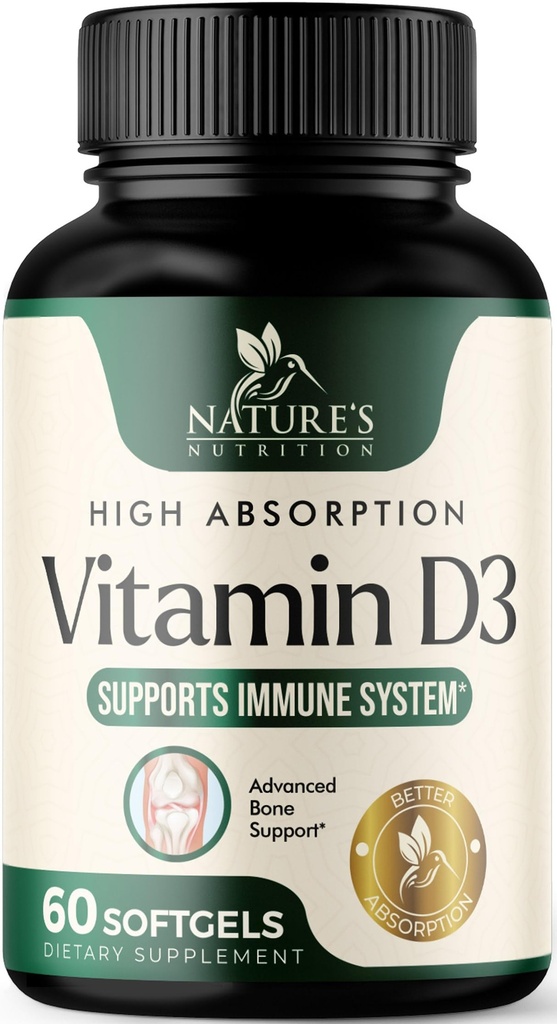 Vitamin D3 dodatek 5000IU (125 mcg) - Extra síla Vitamíny D- 3 Dietní tanga pro kosti, zuby, svalové zdraví a imunitní podpora, rychlé Absorbtion Mini D Softgel, Non- GMO, Gluten zdarma - 60 Počet