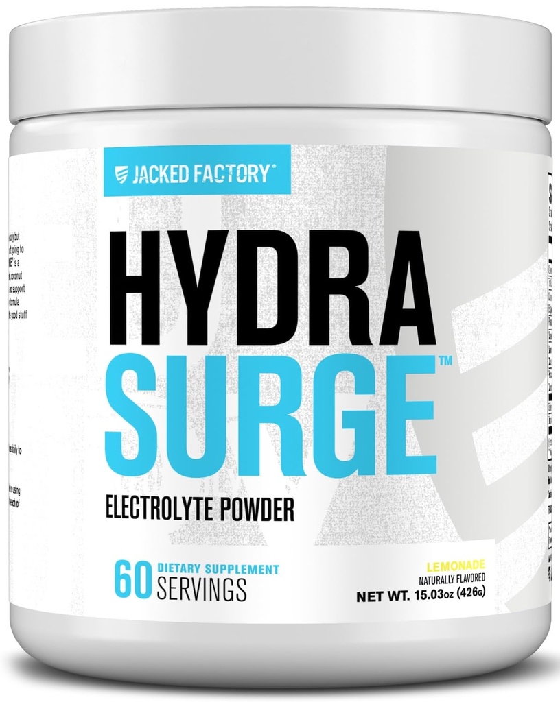 Jacked Factory HYDRASURGE Electrolyte Powder - Hydratační dodatek w / Key Minerály, Himalájské mořské soli, kokosová voda - Keto Friendly, přirozeně slazené - 60 Služební, Lemonade