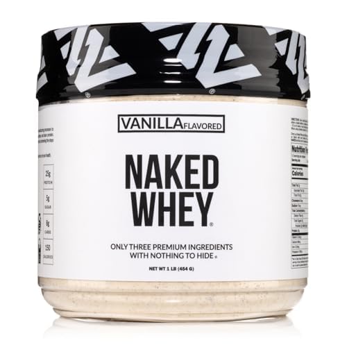 NAKED Vanilla syrovátka protein 1Lb, Pouze 3 ingredience, Všechny přírodní tráva Fed syrovátkové bílkoviny prášek + Vanilla + kokosové cukří- GMO- zdarma, Soy zdarma, gluten zdarma. Pomoc růst svalů, 12 Služeb