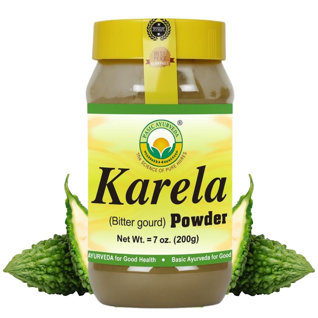 BASIC AYURVEDA Karela Powder - 7.05 Oz (200g) Oz 124; 100% přírodní hořčice Gourd Powder 124; Bohatí v antioxidantu 124; Ideální pro bylinné čaje, vaření a šťávy 124; Plant- based & gluten zdarma