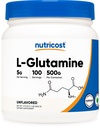 Nutricost L- glutamin prášek (500 gramů) bez příchutí - gluten Free & Non- GMO, 100 Služeb