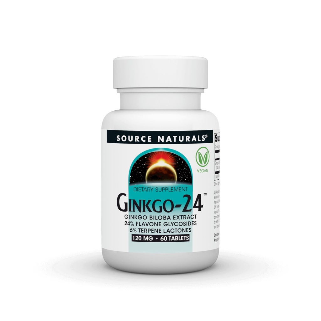 Zdroj Naturals Ginkgo-24 - Ginkgo Biloba Extract 120 mg Podporuje duševní ostrost - 60 tablet